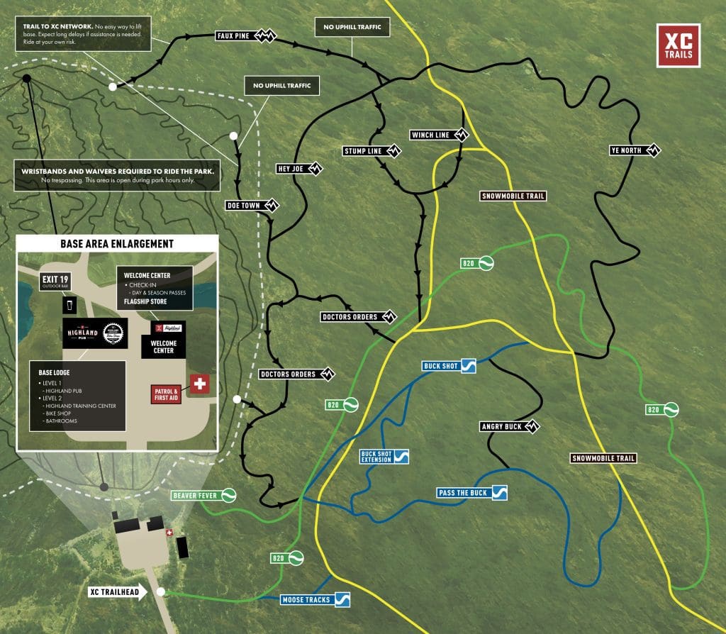 XC trail map  Highland Mountain Bike Park